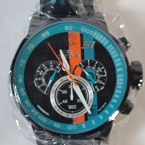 Invicta NWT 48mm S1 Rally Black and Teal Driving Watch - Picture 7 of 13